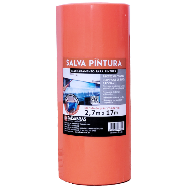 Protetor de Piso com Aplicador para Pintura e Construção 2,7x17m Azul Salvabras